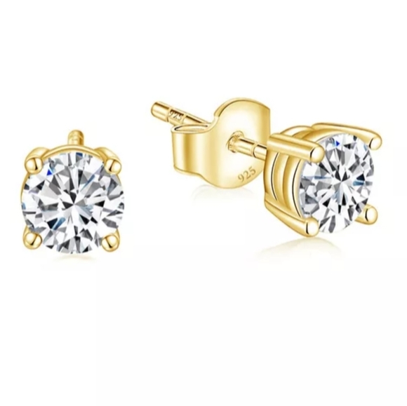 1ct. t.w. Certified 14kt Moissanite Round GP Stud Earrings NEW - Picture 2 of 10